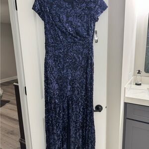 R&M Richards Midnight Blue Sequin Gown